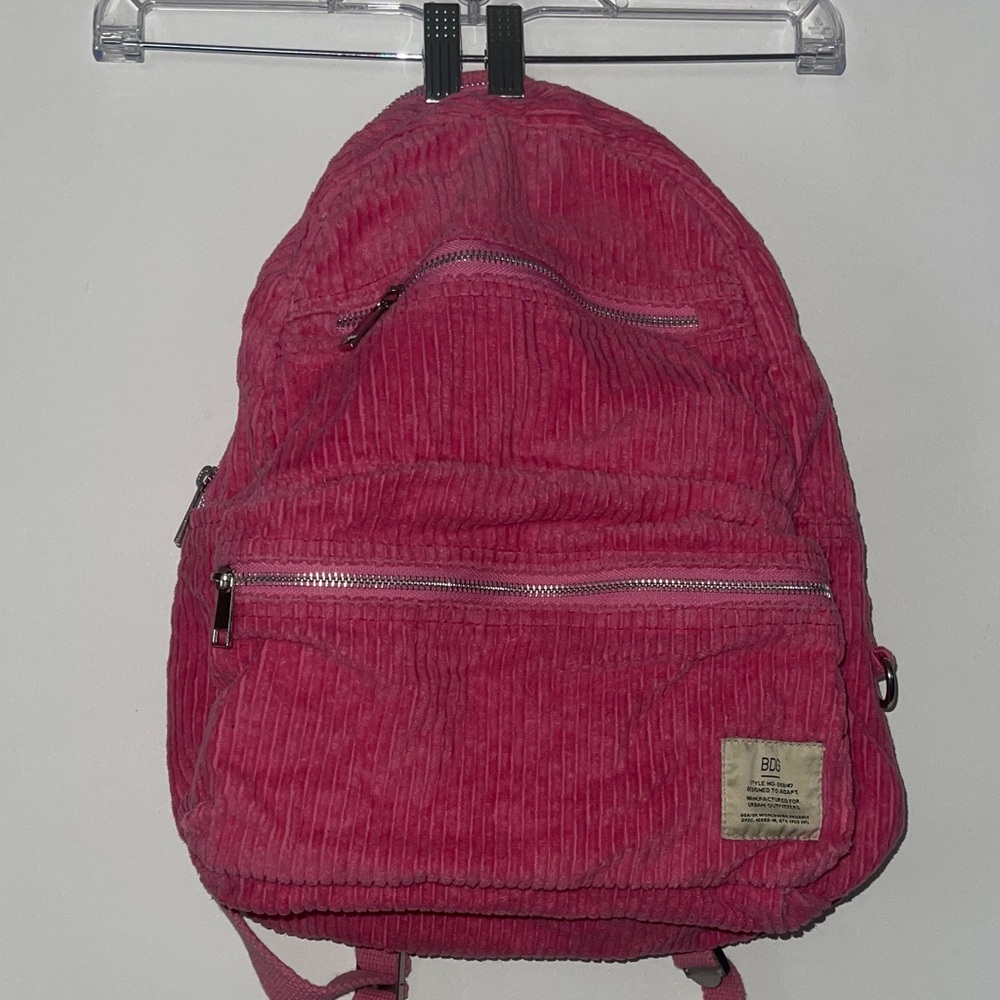 Pink urban outfitters corduroy backpack